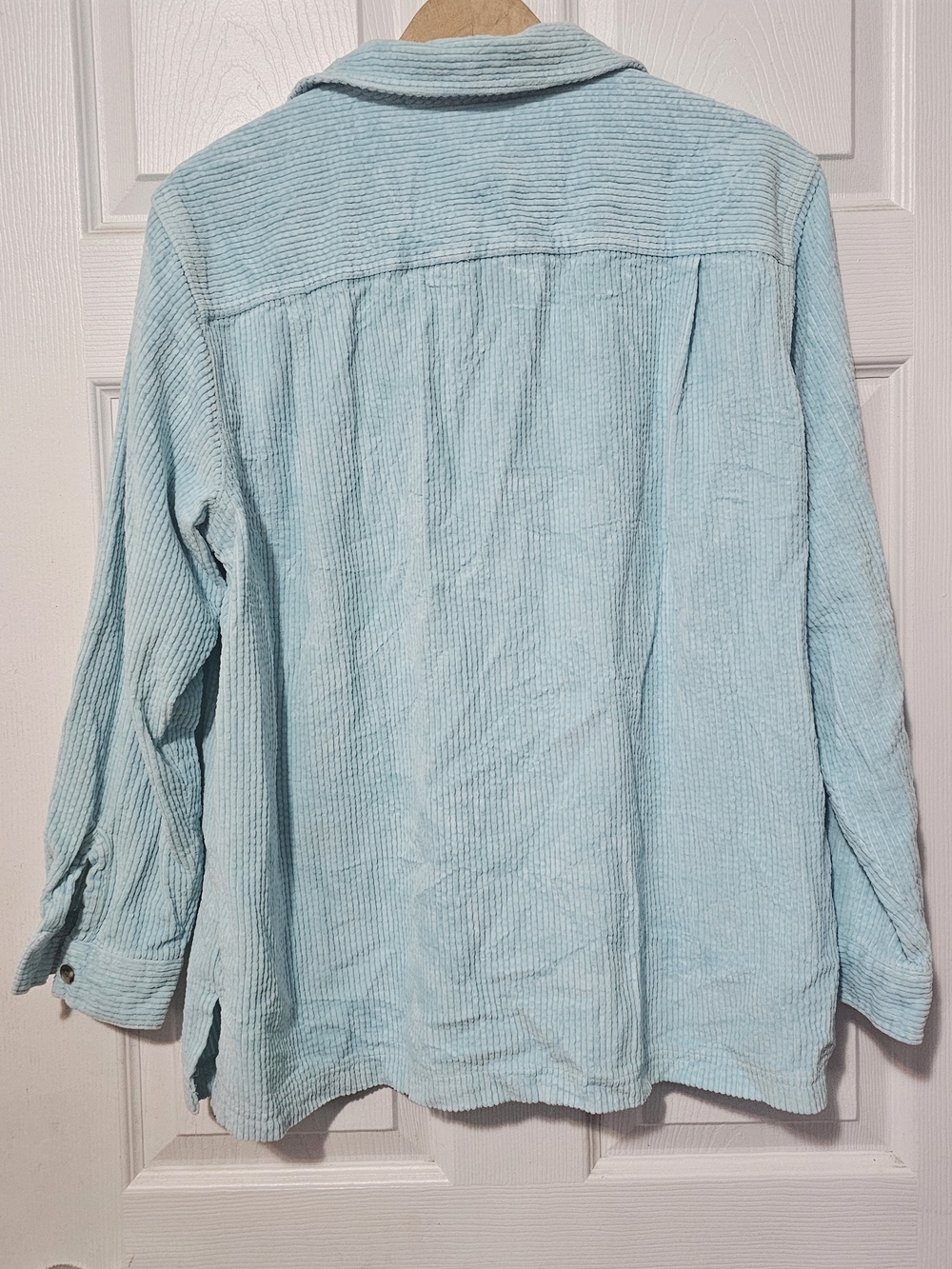 L.L. Bean Granola Girl Corduroy Relaxed Shirt Jacket Aqua Light Blue Large - Picture 3 of 6